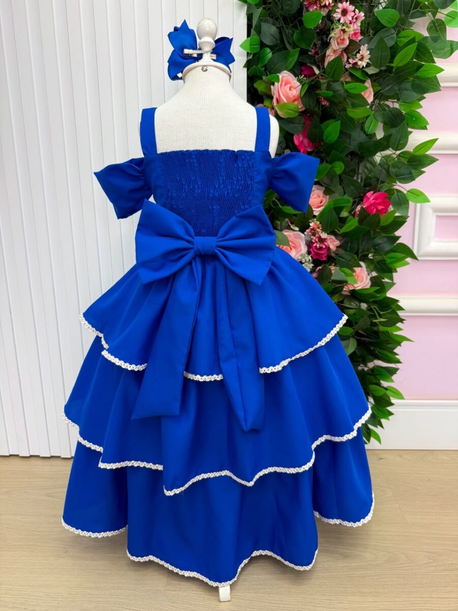 Vestido Infantil Longo Banana Club Safira Azul Royal