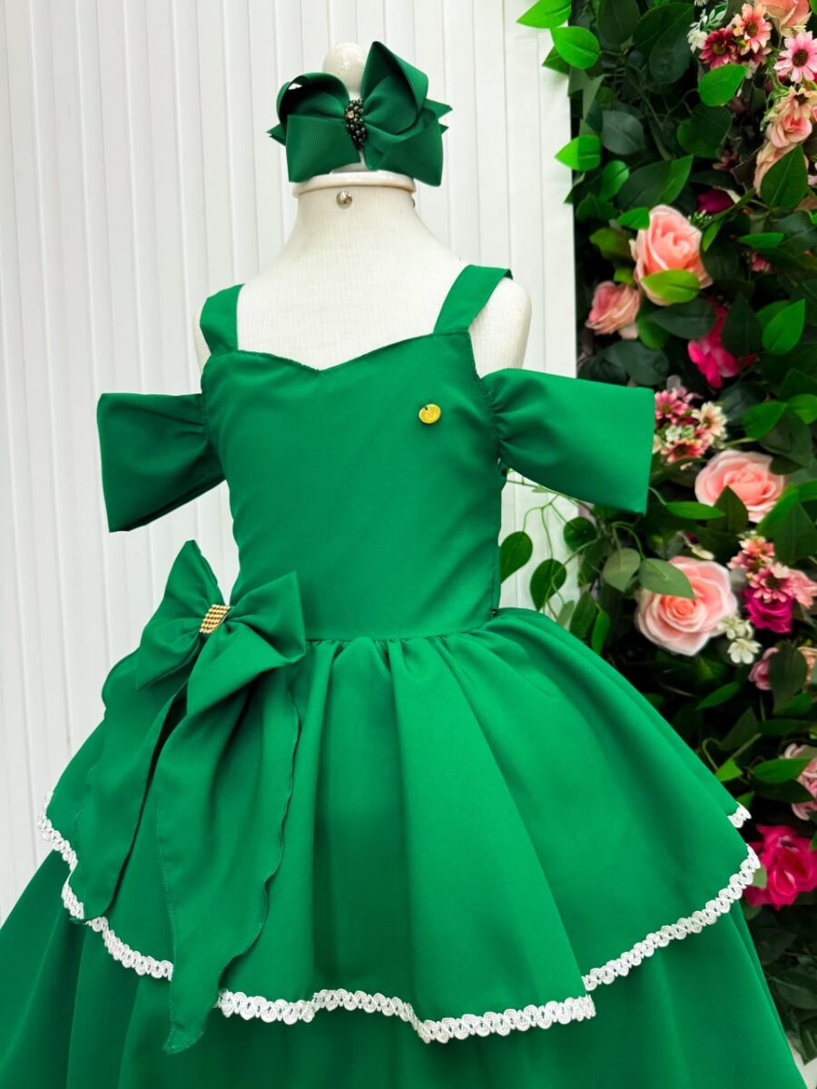 Vestido Infantil Longo Banana Club Safira Verde Bandeira
