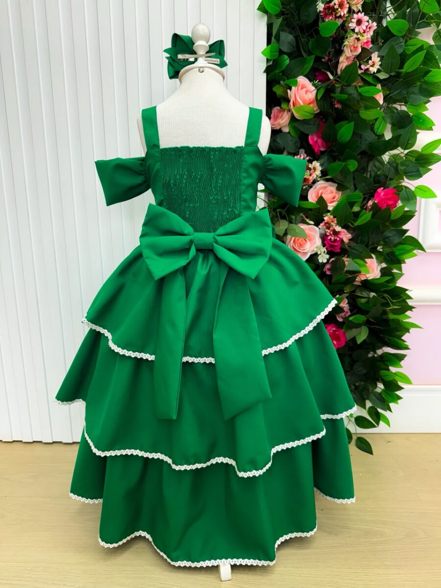 Vestido Infantil Longo Banana Club Safira Verde Bandeira