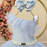 Vestido Infantil Longo Azul Formatura Daminha