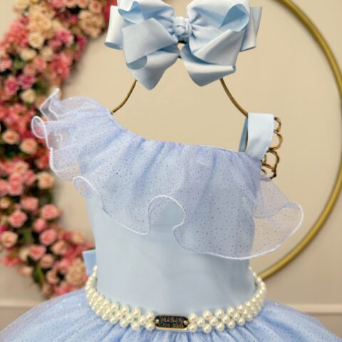 Vestido Infantil Longo Azul Formatura Daminha