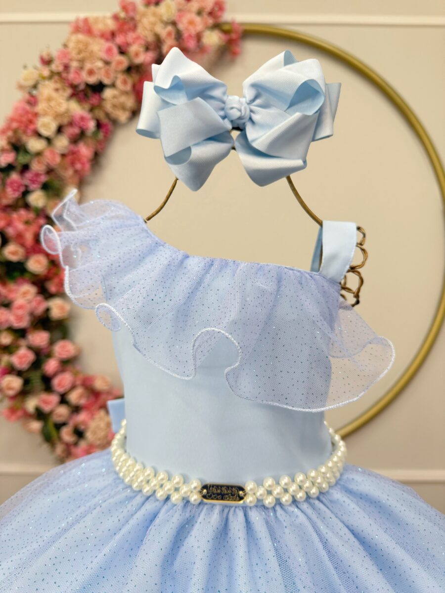 Vestido Infantil Longo Azul Formatura Daminha