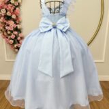 Vestido Infantil Longo Azul Formatura Daminha