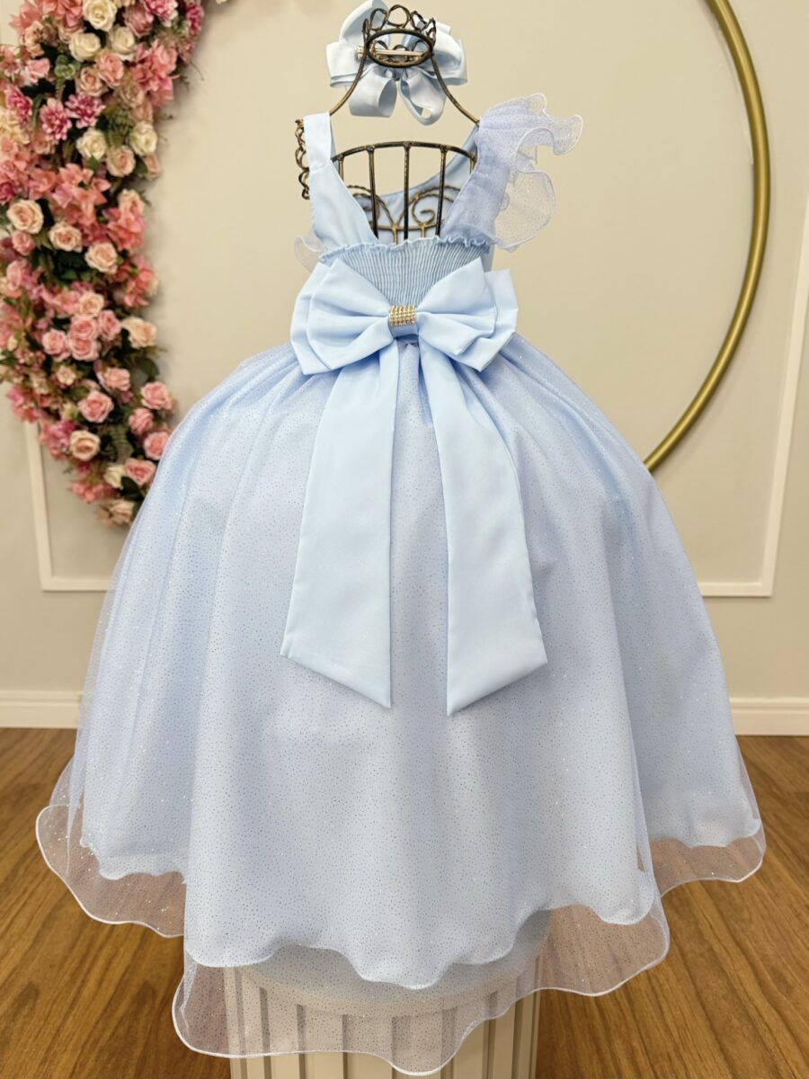 Vestido Infantil Longo Azul Formatura Daminha