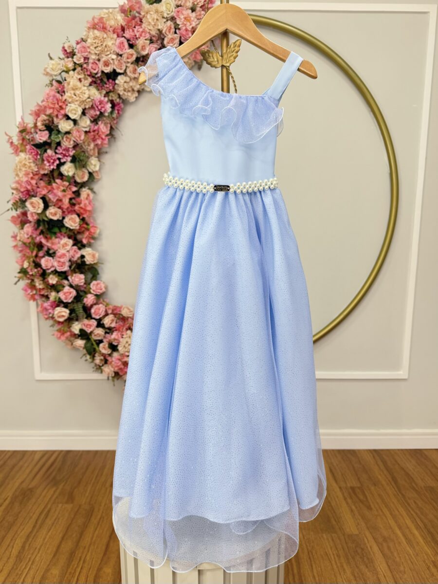 Vestido Infantil Longo Azul Formatura Daminha