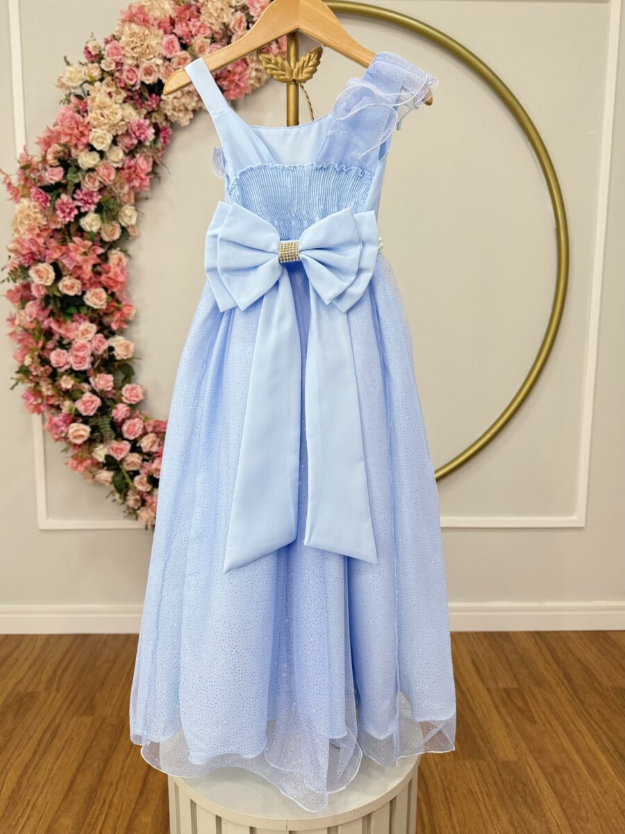 Vestido Infantil Longo Azul Formatura Daminha