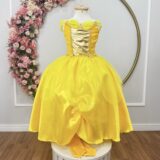 Fantasia Princesa Infantil Amarela Luvas Helanca e Tule