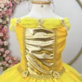 Fantasia Princesa Infantil Amarela Luvas Helanca e Tule