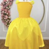 Fantasia Princesa Infantil Amarela Luvas Helanca e Tule