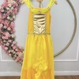 Fantasia Princesa Infantil Amarela Luvas Helanca e Tule