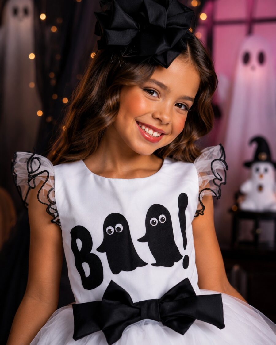 Vestido Fantasia Infantil Mini Miss Fantasminha Boo