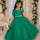 Vestido Infantil Longo Banana Club Doce Elegância Verde