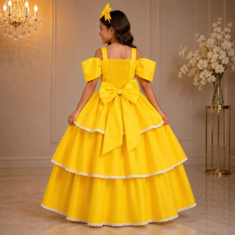 Vestido Infantil Longo Banana Club Safira Amarelo