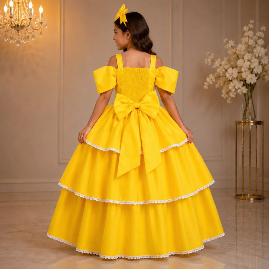 Vestido Infantil Longo Banana Club Safira Amarelo