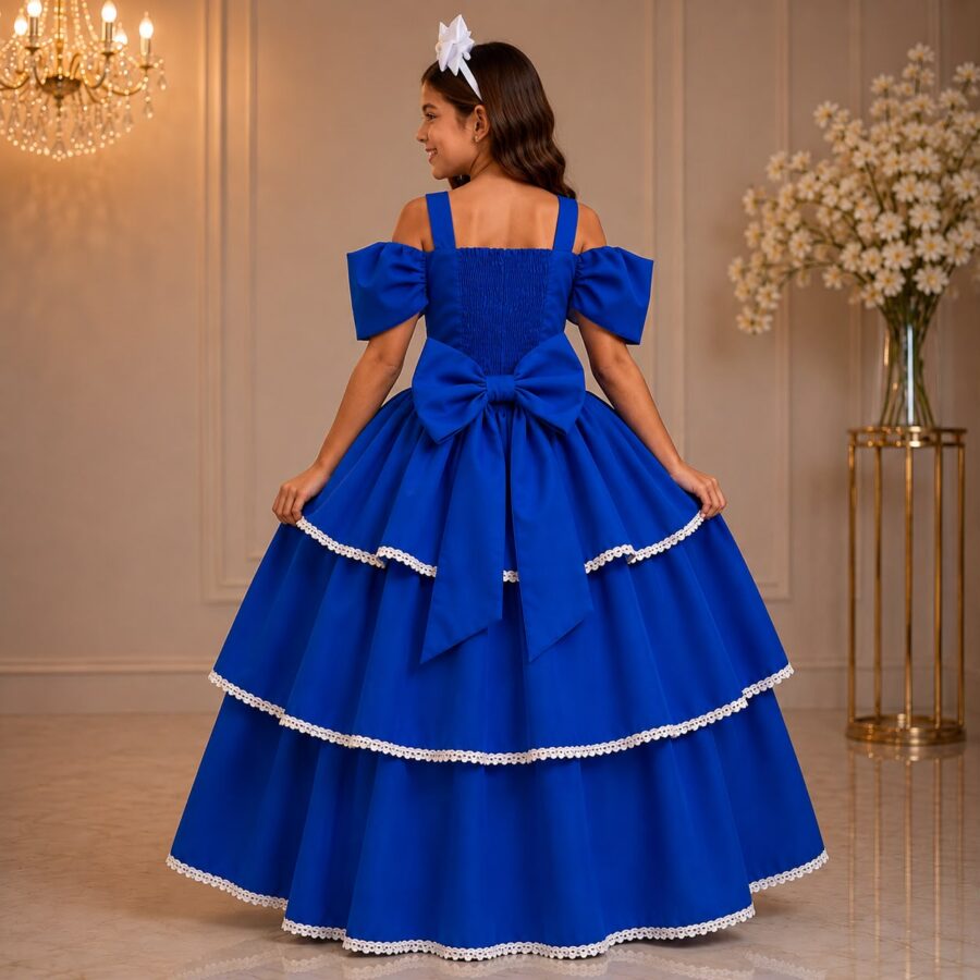 Vestido Infantil Longo Banana Club Safira Azul Royal