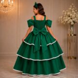 Vestido Infantil Longo Banana Club Safira Verde Bandeira