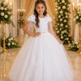 Vestido Infantil Longo Banana Club Diamante Branco