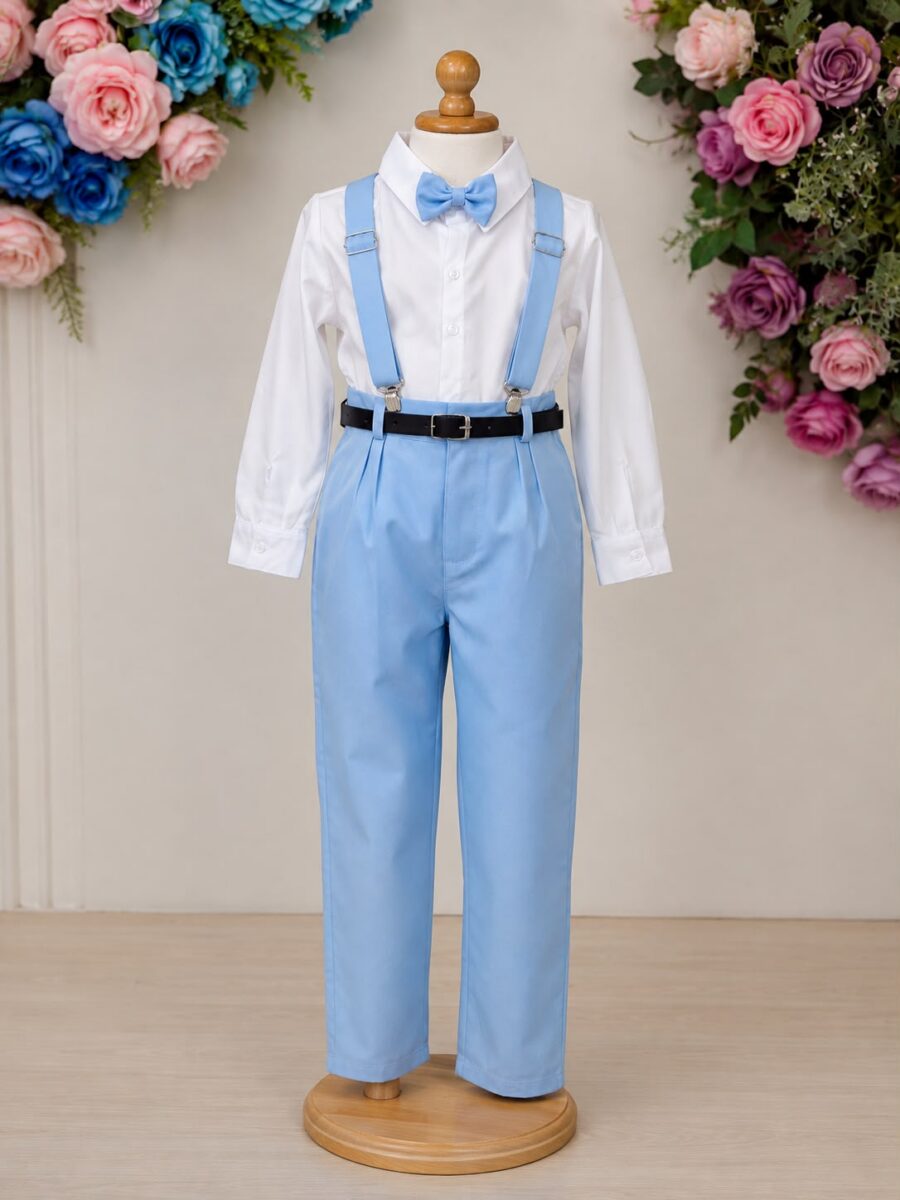 Conjunto Social Infantil Miss Cherry Leo Azul Claro Modelo 2