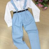 Conjunto Social Infantil Miss Cherry Leo Azul Claro Modelo 2