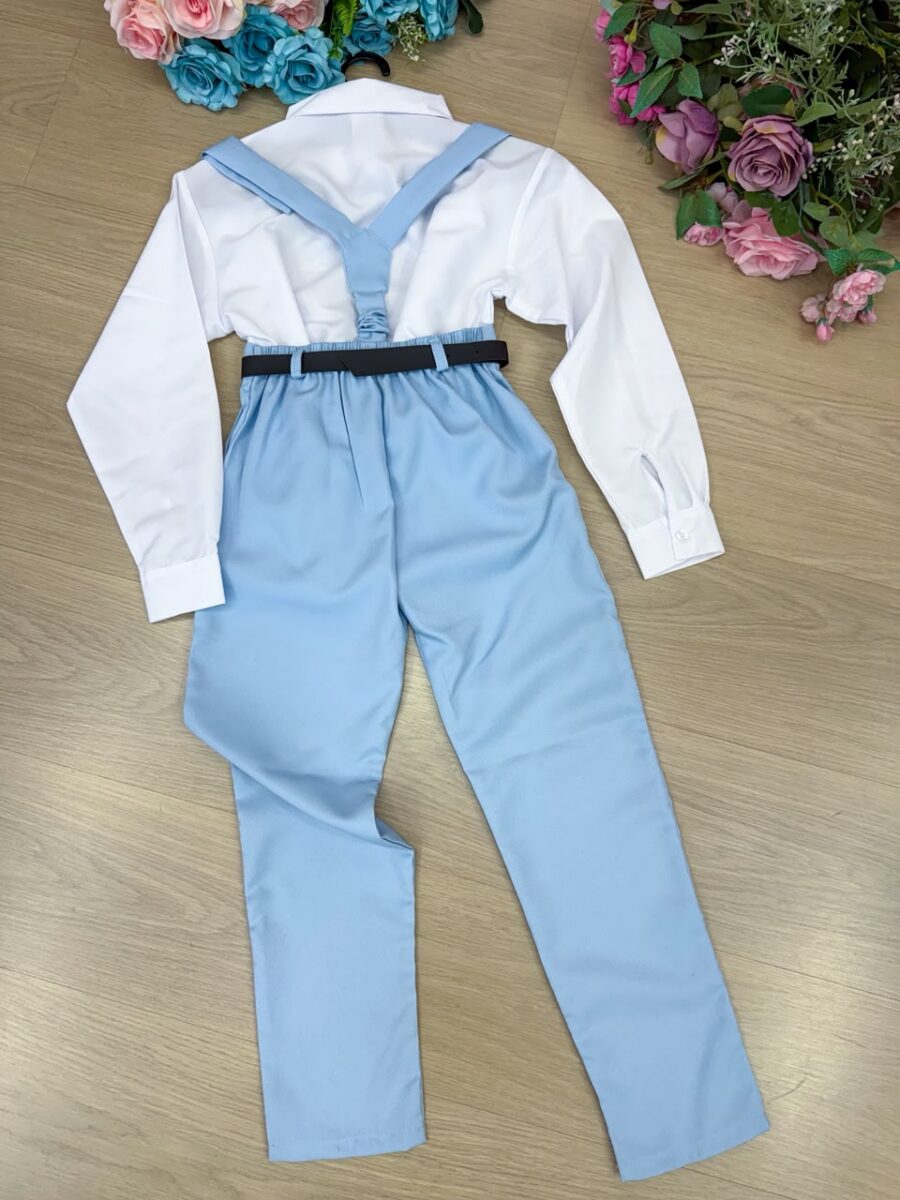 Conjunto Social Infantil Miss Cherry Leo Azul Claro Modelo 2