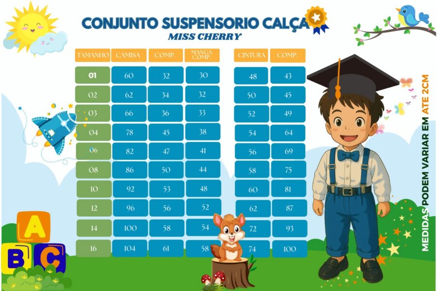 Conjunto Social Infantil Miss Cherry Leo Azul Claro Modelo 2