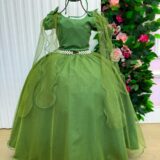 Vestido Infantil Longo Banana Club Diamante Verde Militar