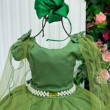 Vestido Infantil Longo Banana Club Diamante Verde Militar