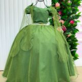 Vestido Infantil Longo Banana Club Diamante Verde Militar