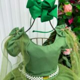 Vestido Infantil Longo Banana Club Diamante Verde Militar