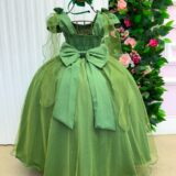 Vestido Infantil Longo Banana Club Diamante Verde Militar