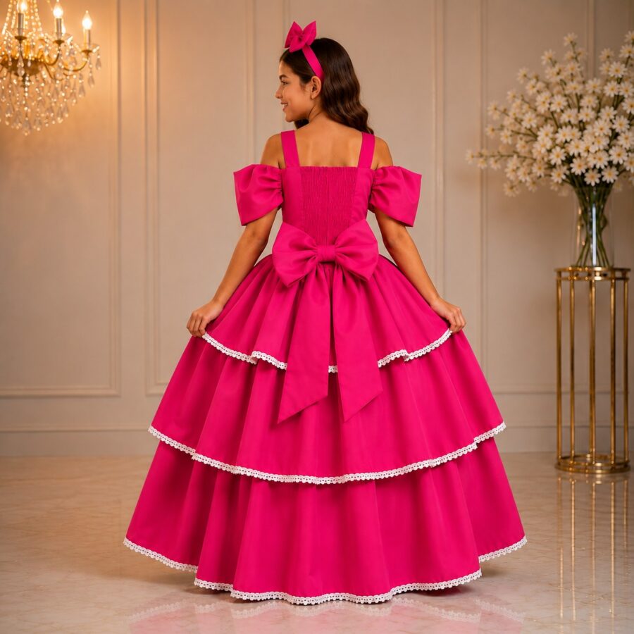 Vestido Infantil Longo Banana Club Safira Pink
