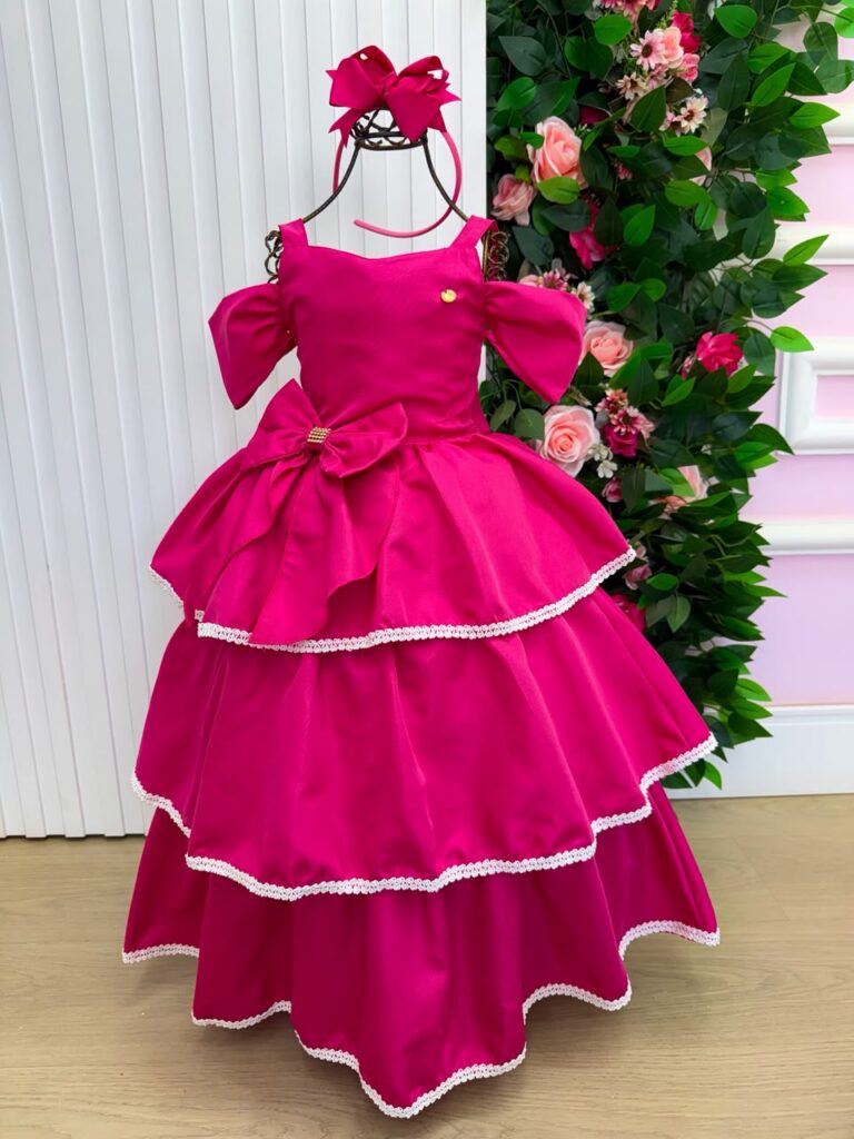 Vestido Infantil Longo Banana Club Safira Pink