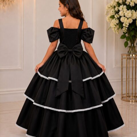 Vestido Banana Club Longo Safira Preto