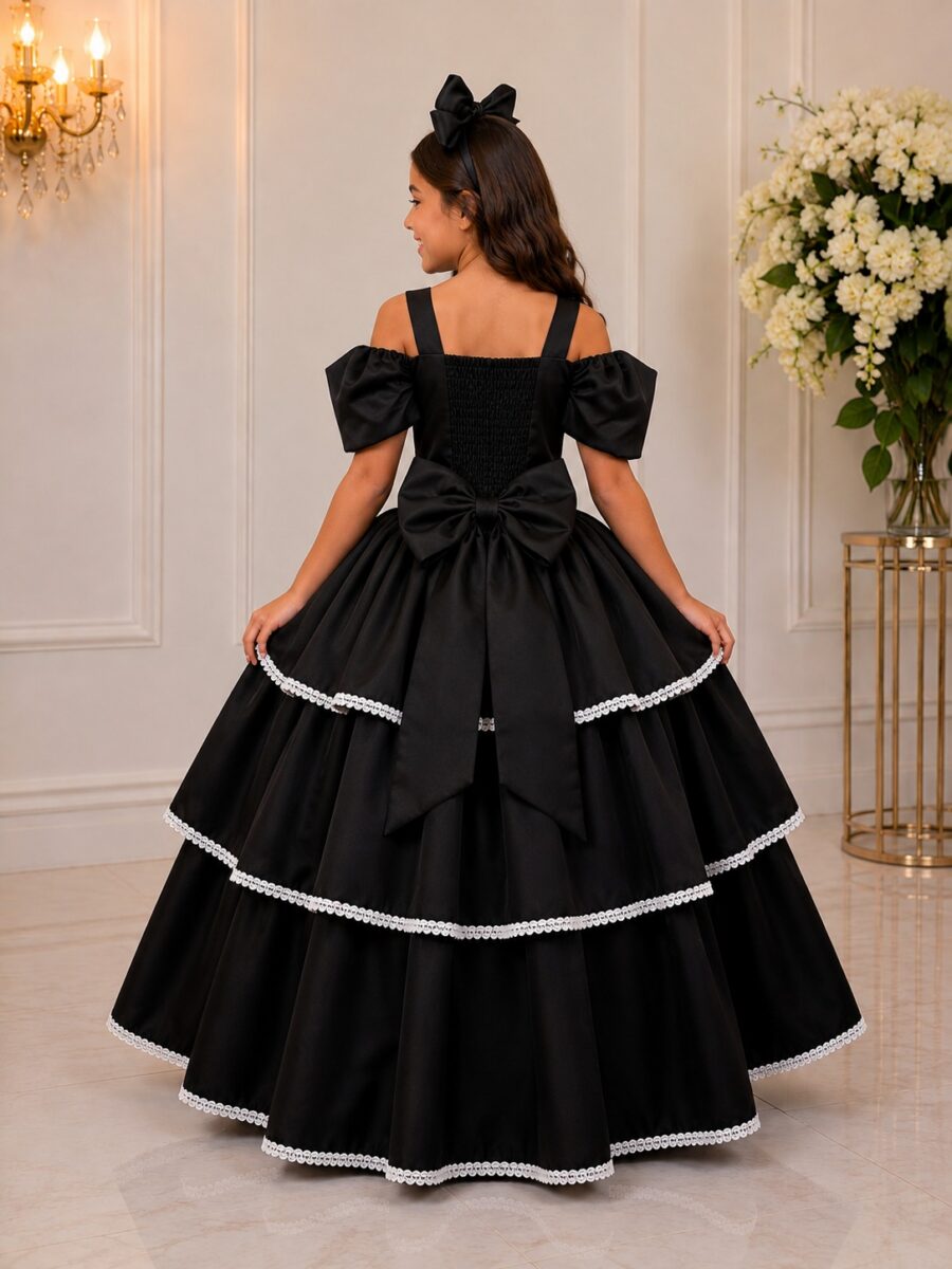 Vestido Infantil Longo Banana Club Safira Preto
