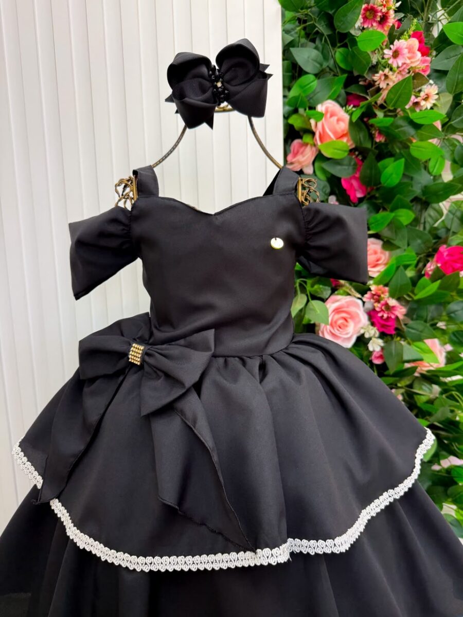 Vestido Infantil Longo Banana Club Safira Preto