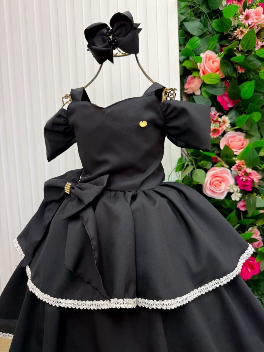 Vestido Infantil Longo Banana Club Safira Preto