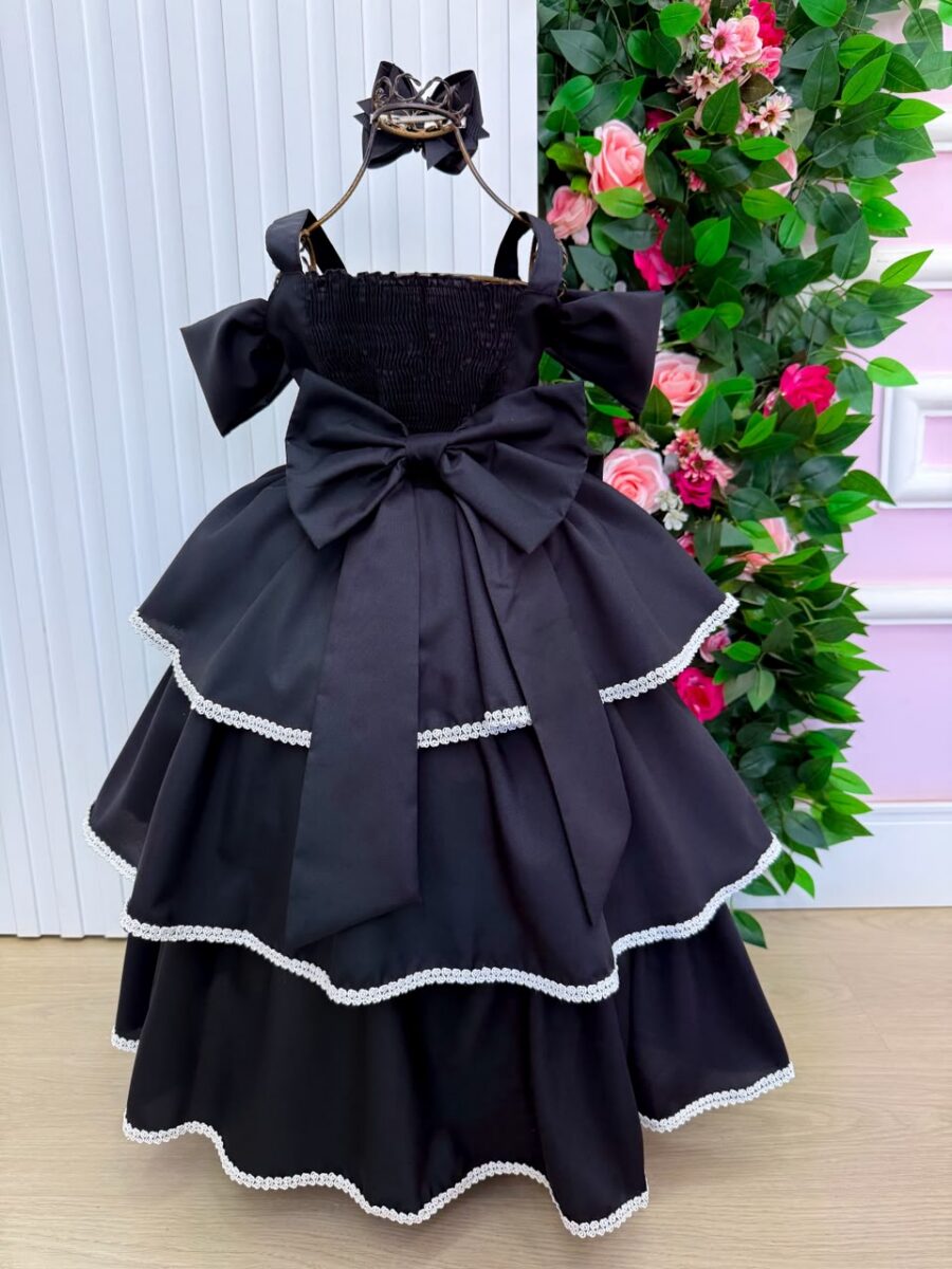 Vestido Infantil Longo Banana Club Safira Preto