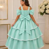 Vestido Infantil Longo Banana Club Safira Verde Menta