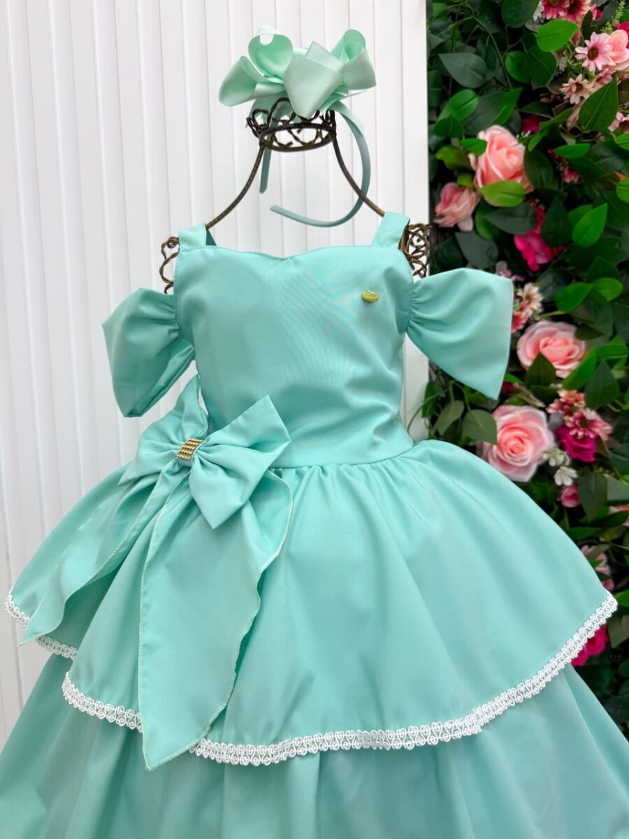 Vestido Infantil Longo Banana Club Safira Verde Menta