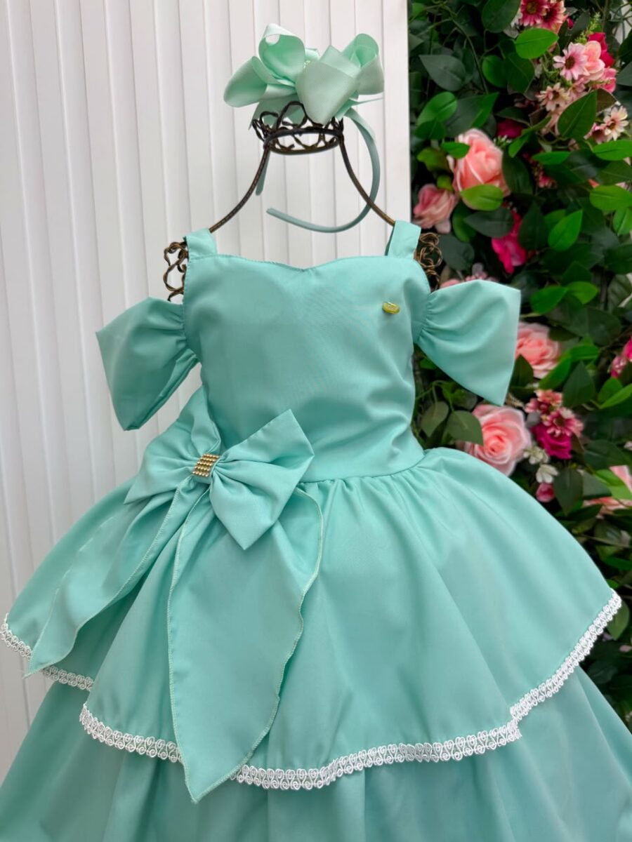 Vestido Infantil Longo Banana Club Safira Verde Menta