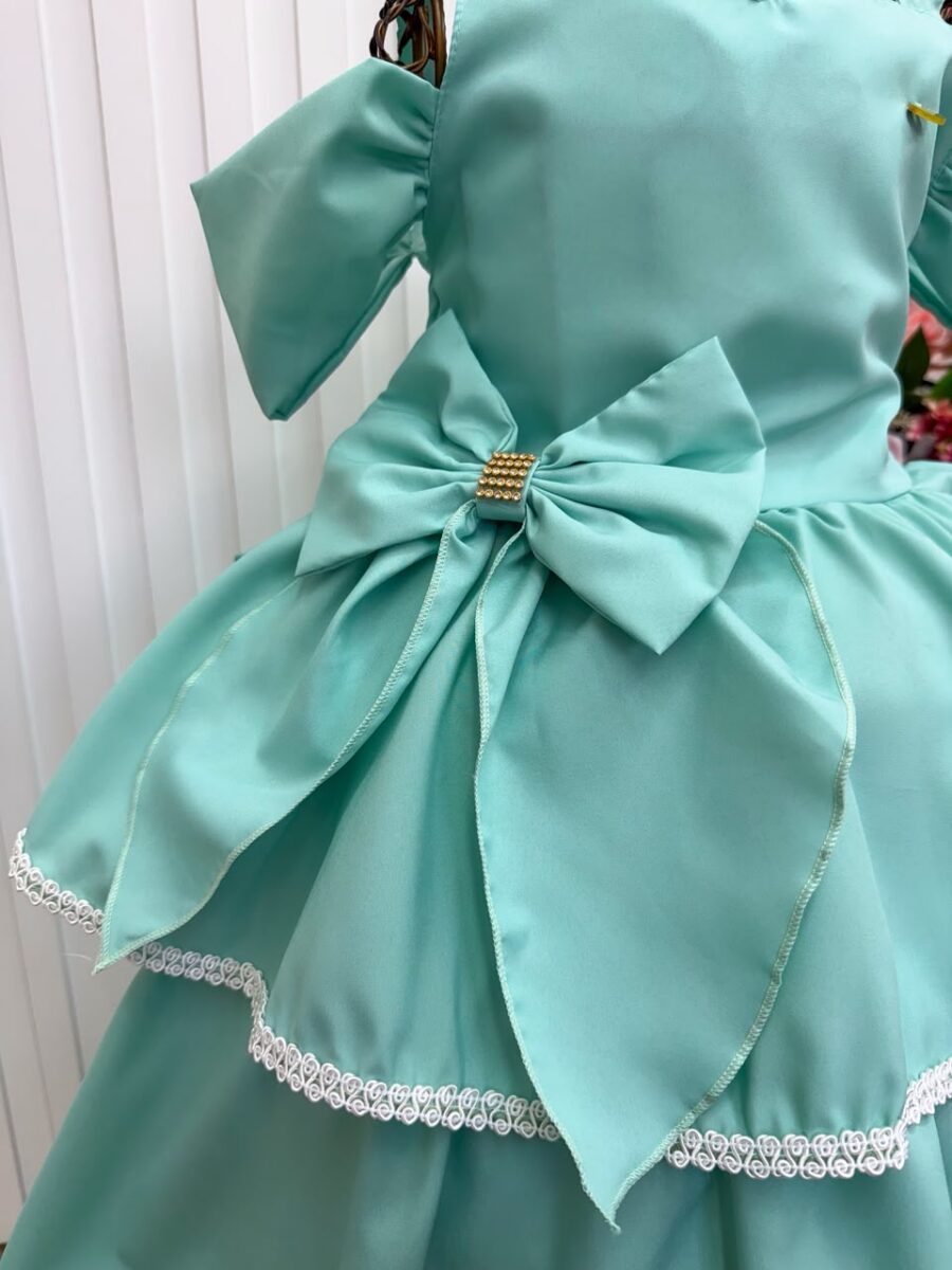 Vestido Infantil Longo Banana Club Safira Verde Menta