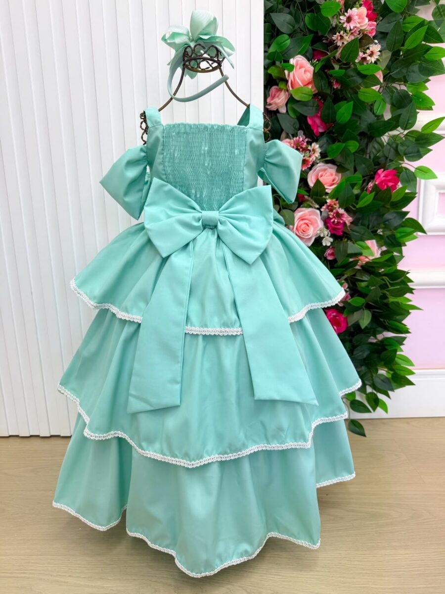 Vestido Infantil Longo Banana Club Safira Verde Menta
