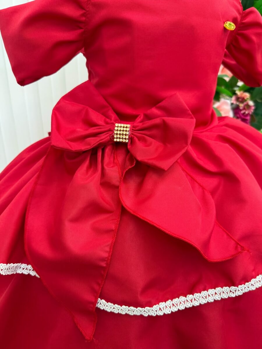 Vestido Infantil Longo Banana Club Safira Vermelho