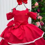 Vestido Infantil Longo Banana Club Safira Vermelho