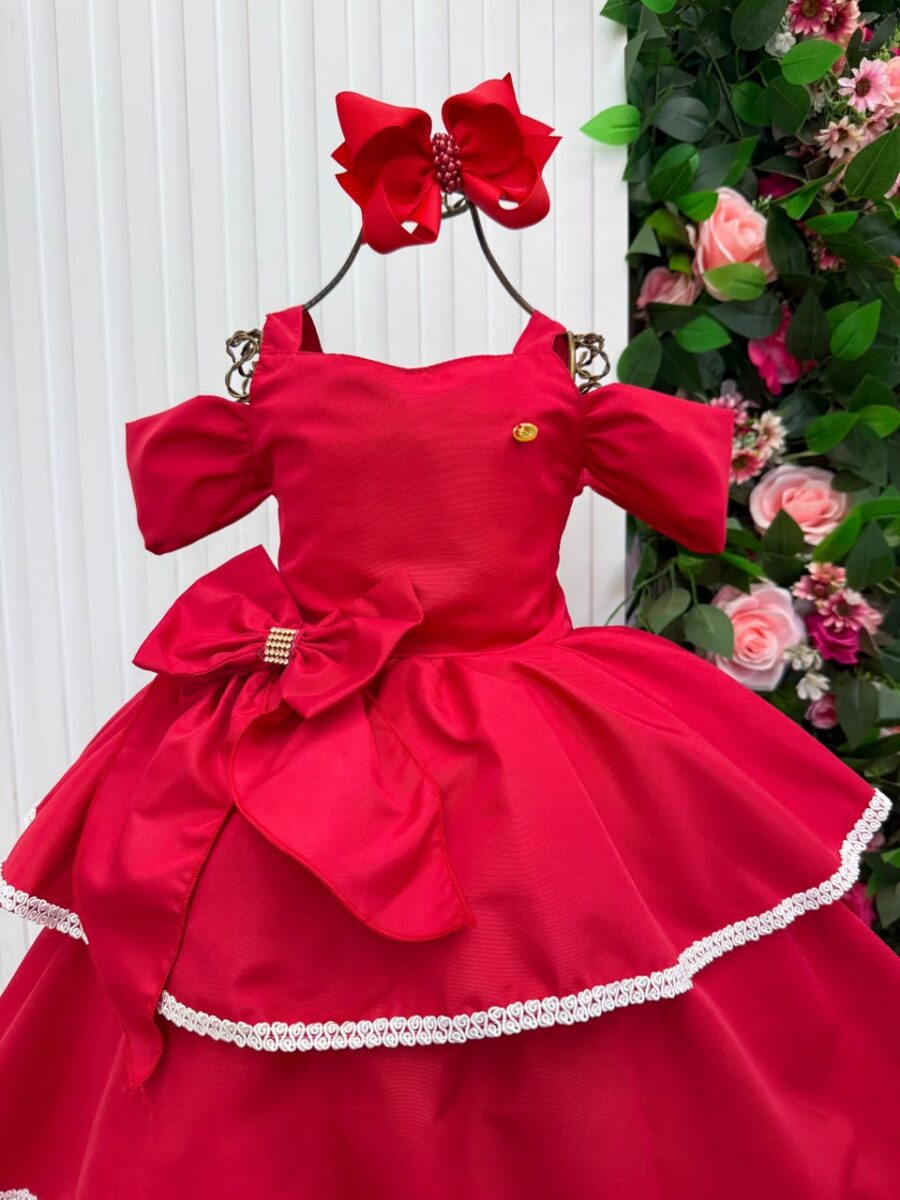 Vestido Infantil Longo Banana Club Safira Vermelho