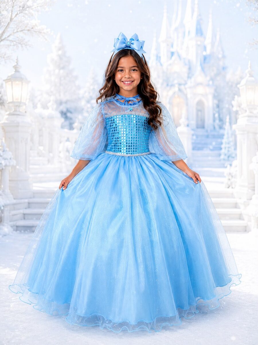 Fantasia Infantil Princesa Belli Gelo com Capa
