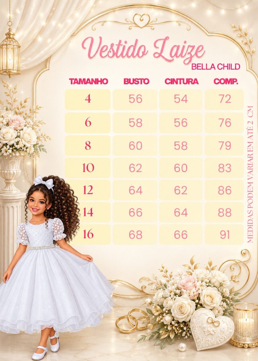 Vestido Infantil Bella Child Laize Amarelo Tule e Renda