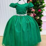 Vestido Longo Infantil Heloísa Marie Verde Bandeira Tule