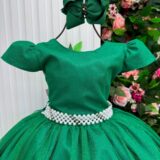 Vestido Longo Infantil Heloísa Marie Verde Bandeira Tule