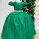 Vestido Longo Infantil Heloísa Marie Verde Bandeira Tule